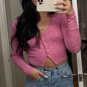 Wilfred Santorini Cardigan - Heathered Rhodon Pink